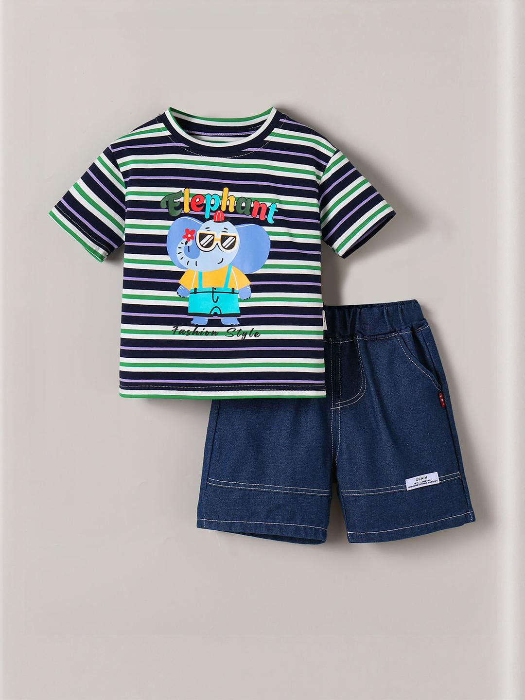 2-Pc Striped Shorts Set