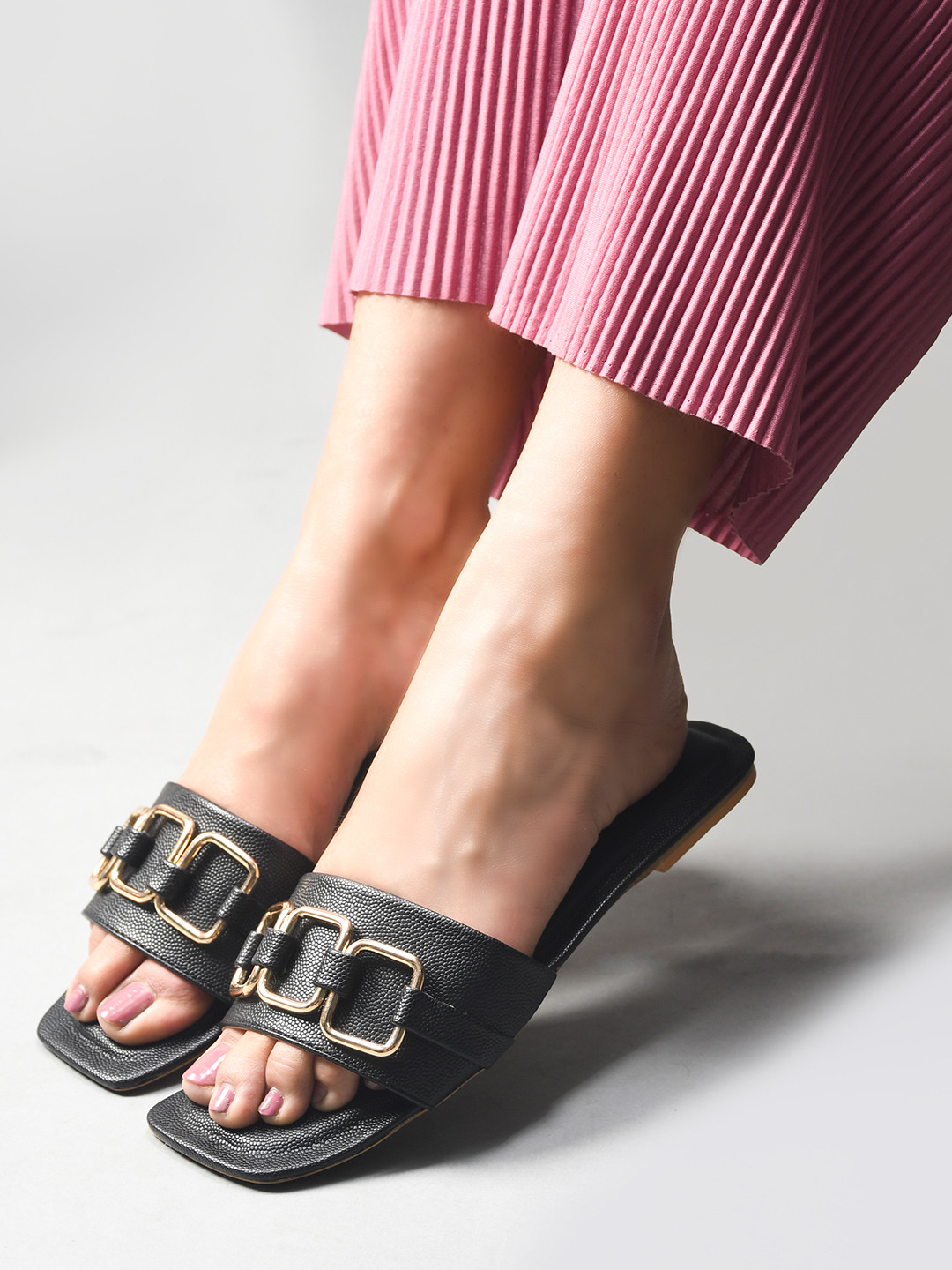 PEEK Women Slip-On Open Toe Flats
