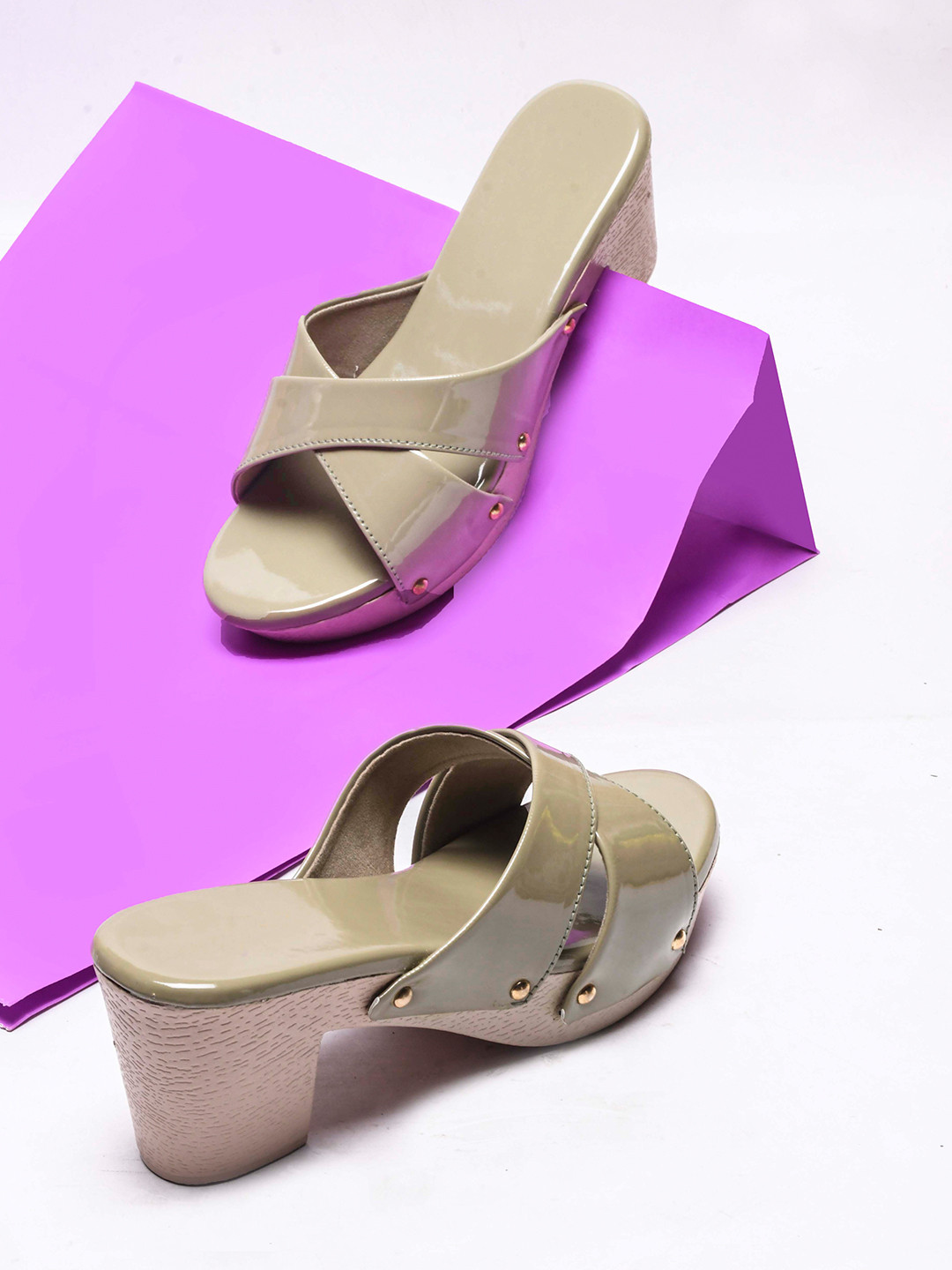 Froh Feet Women Olive Block Heel Open Toe Sandals
