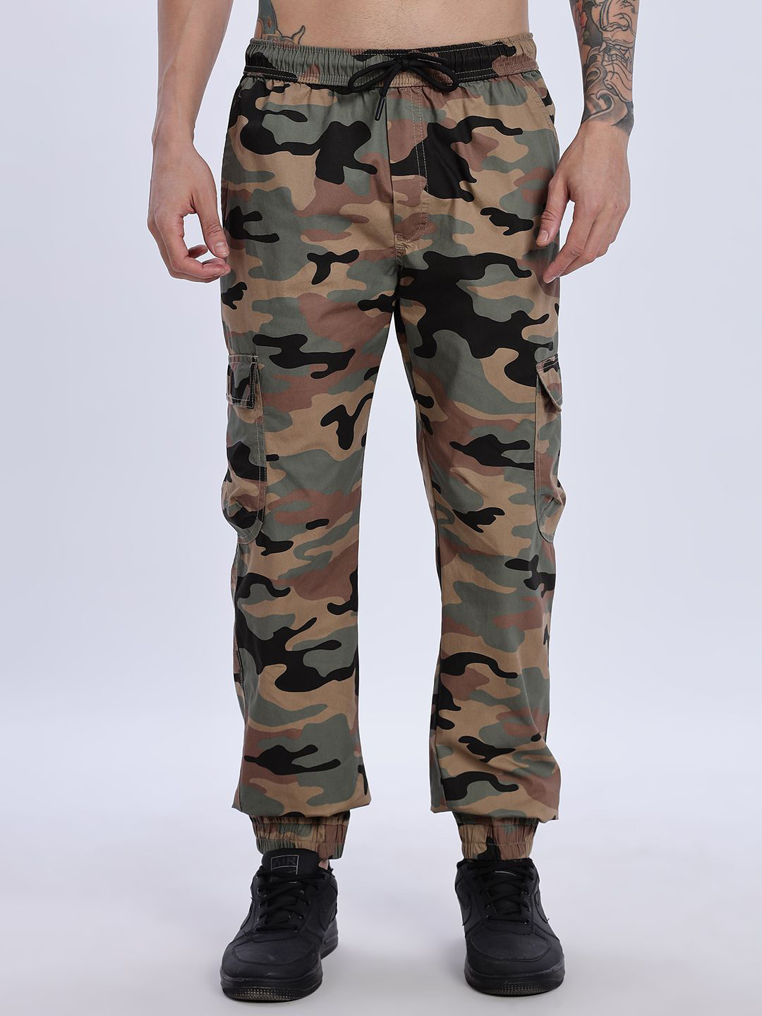 24 Street Men Camouflage Printed  Regular Fit Mid-Rise Trousers