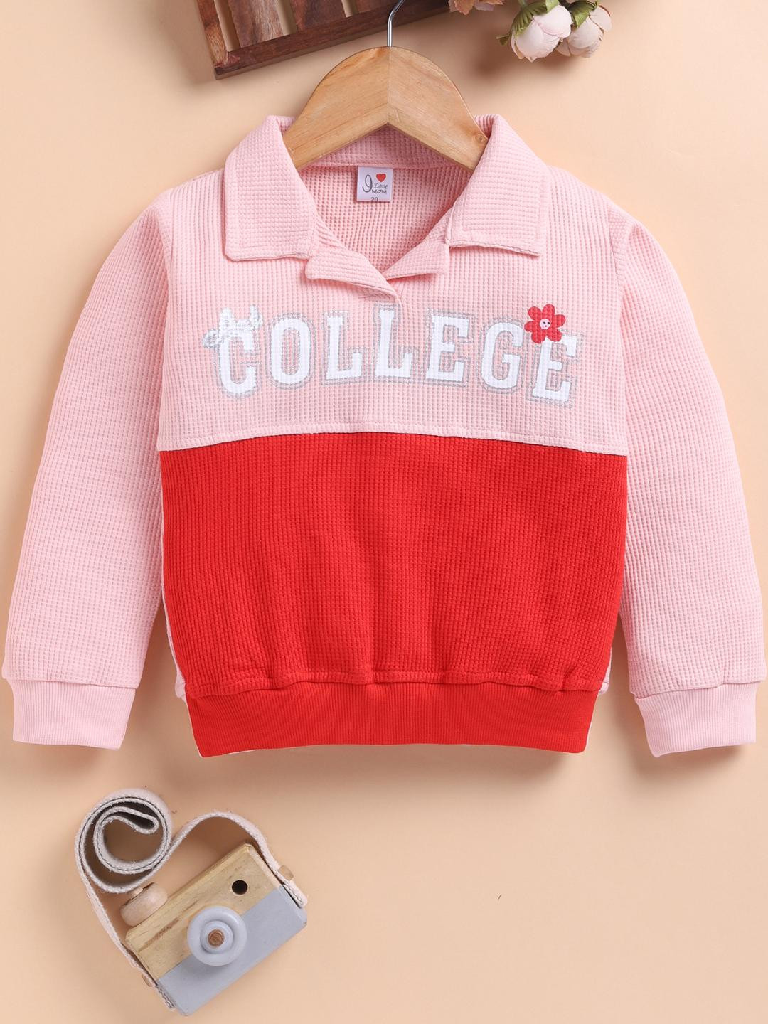 I LOVE MOM Kids Girls Pink Pullover Sweatshirt