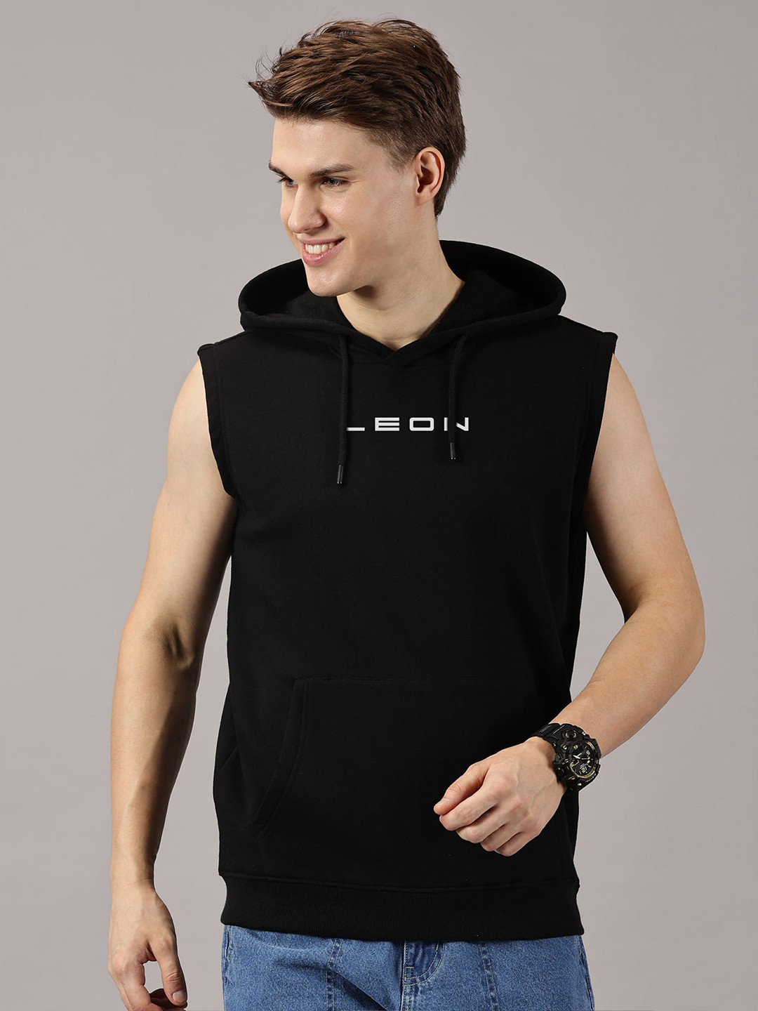 LEON Men Printed sleeveless Sweatshirt