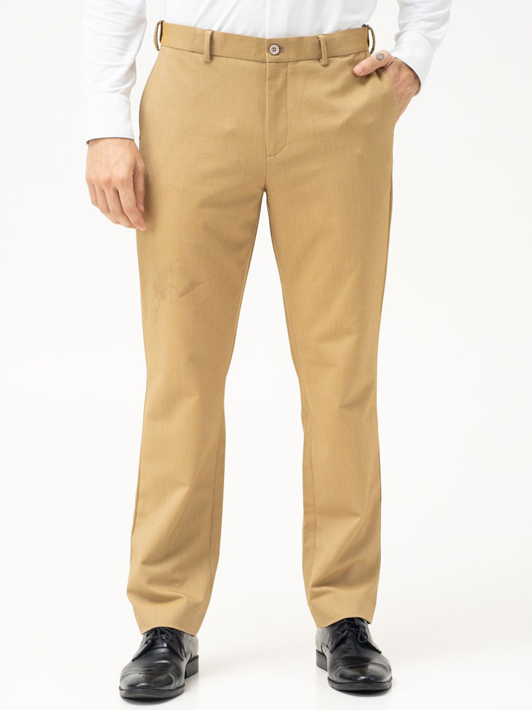 The Pant Project Men Cobblestone Textured Water Repellent Relaxed Fit Stretch Formal Pant