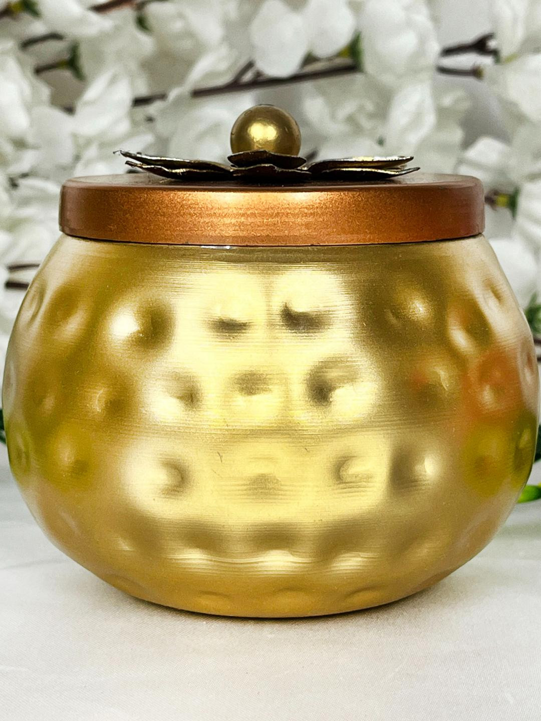 DIWAM HANDICRAFTS Gold Toned Metal Jar Home Gift Set