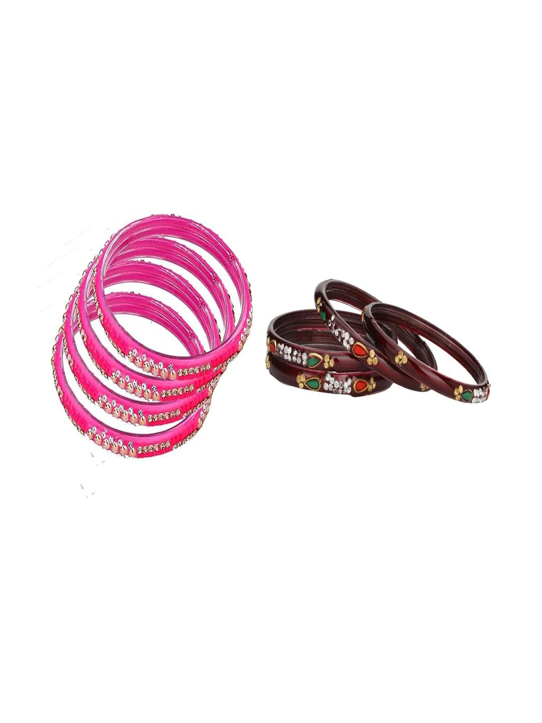 SOMIL Women Pack OF 8 Traditional Multi Colour Glass Bangles