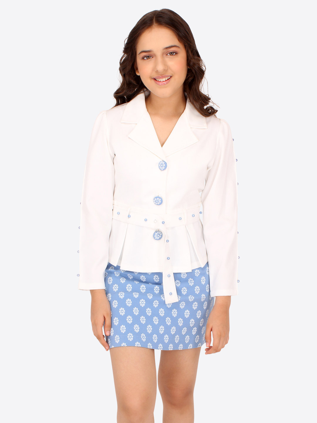 CUTECUMBER Girls Shirt Collar Shirt with Skirt