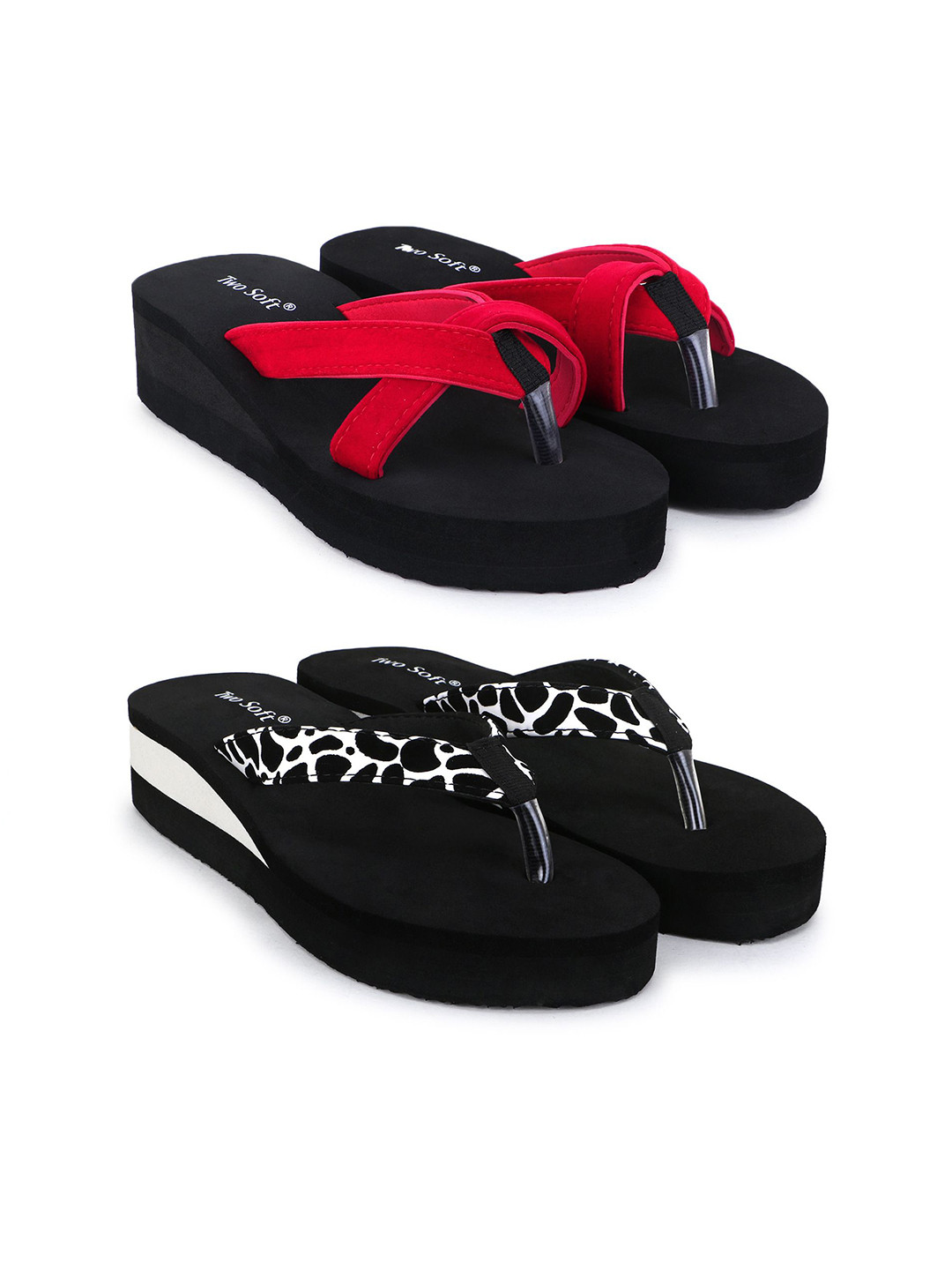 TWO SOFT Set Of 2 Printed Thong Flip-Flops