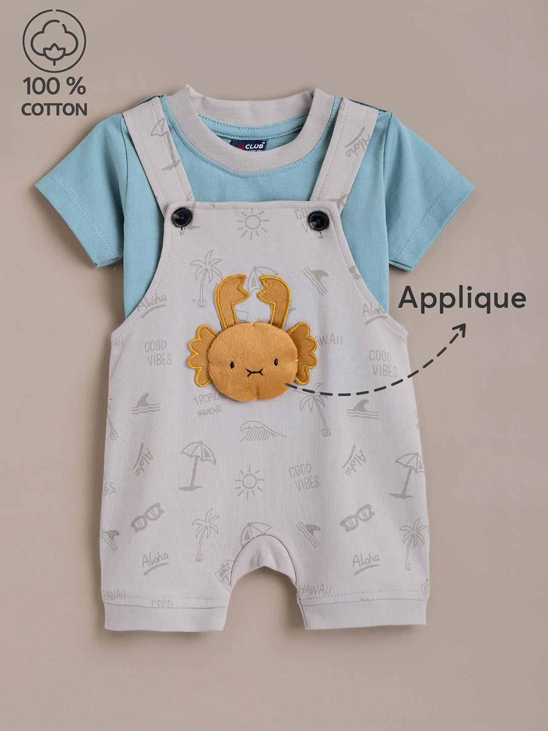 2-Pc Seaside Snaps Cotton Overall Set