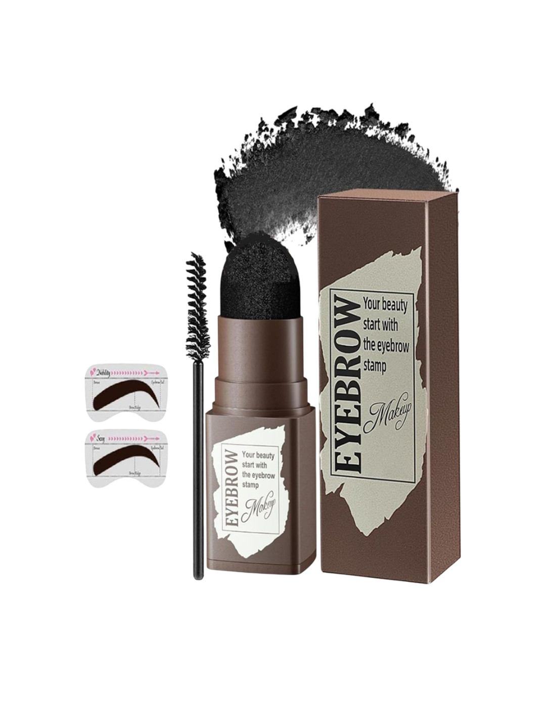 Dudley Set Of 3 Hairline & Eyebrow Powder Stick With Stamps - 1.2 g - Black