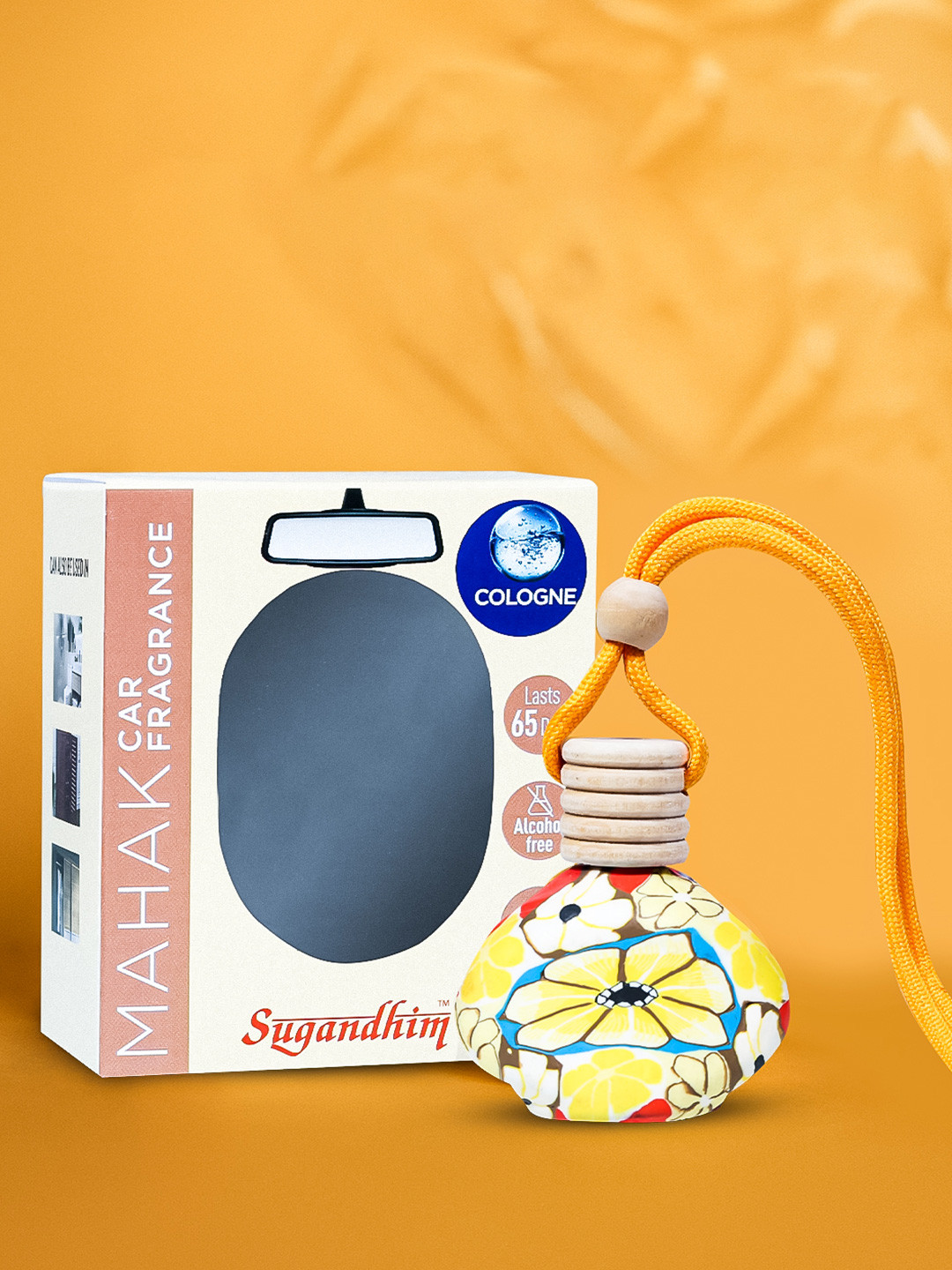 Sugandhim Champa Hanging Car Air Freshener 15ml Refreshing Floral Scent Leak Proof Bottle