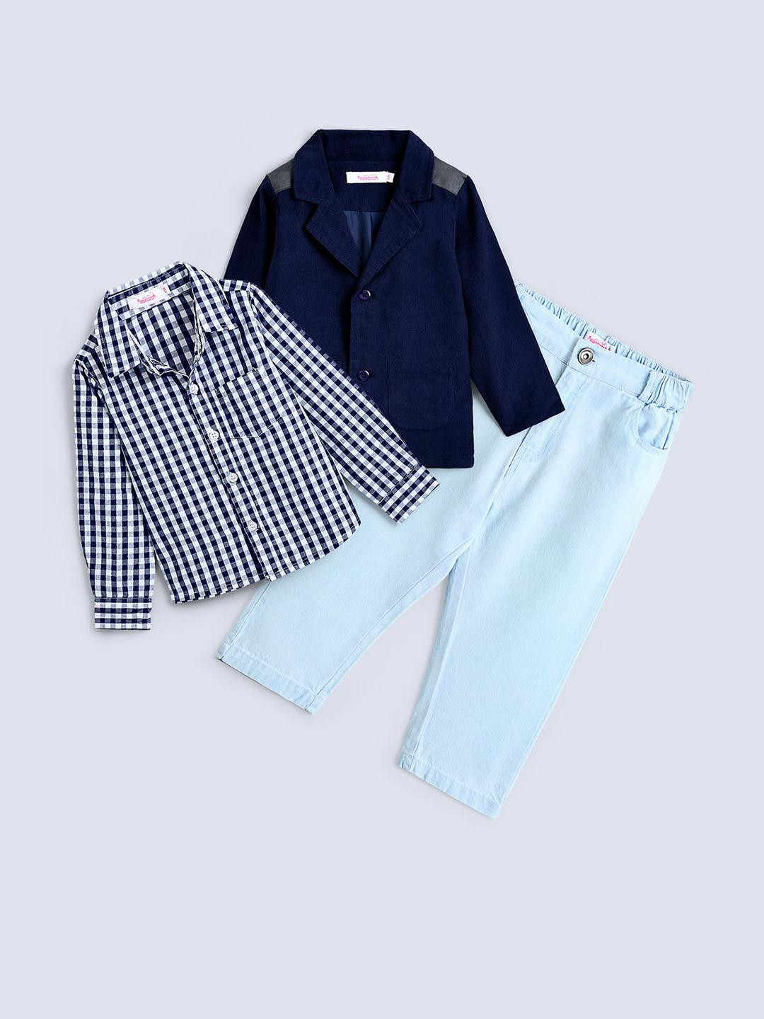 3-Pc Gingham Accent Formal Set