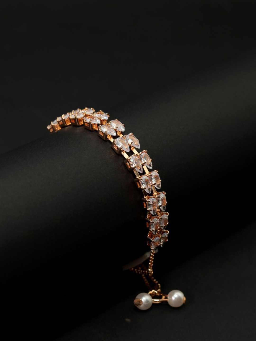 The Pure Virgo Rose Gold-Plated Artificial Stones Studded Wraparound Bracelet