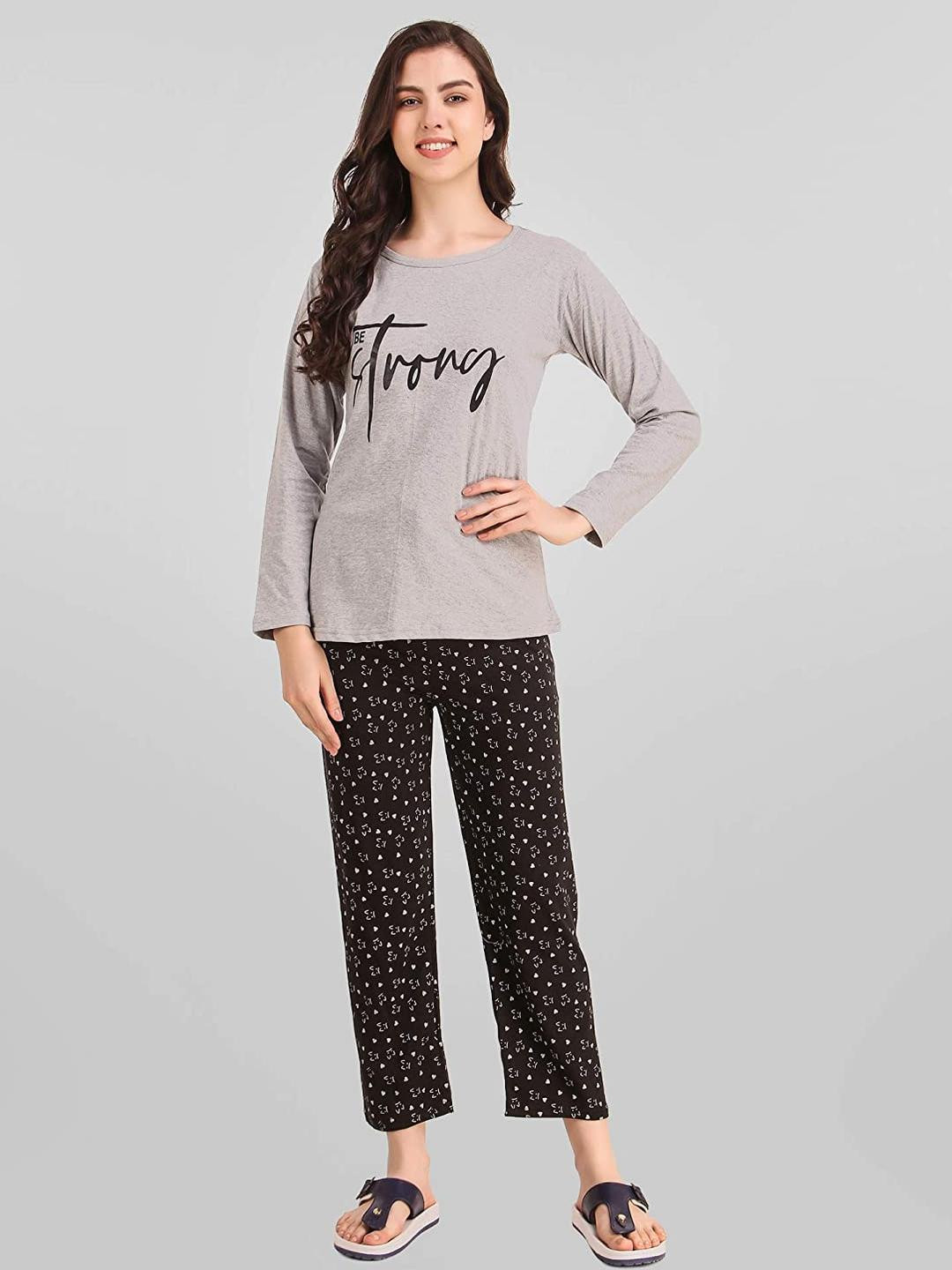 FIT N FAME Pack Of 2 Printed Soft Cotton Pyjamas