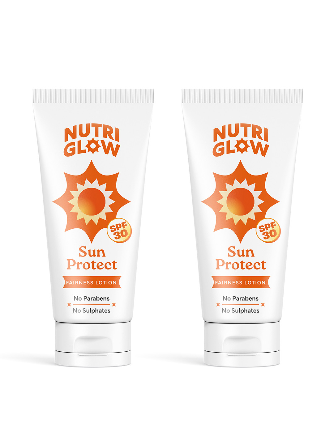 NutriGlow Set of 2  Non-Sticky Sun Screen SPF 30 PA+++ Fairness Lotion - 65 ml Each