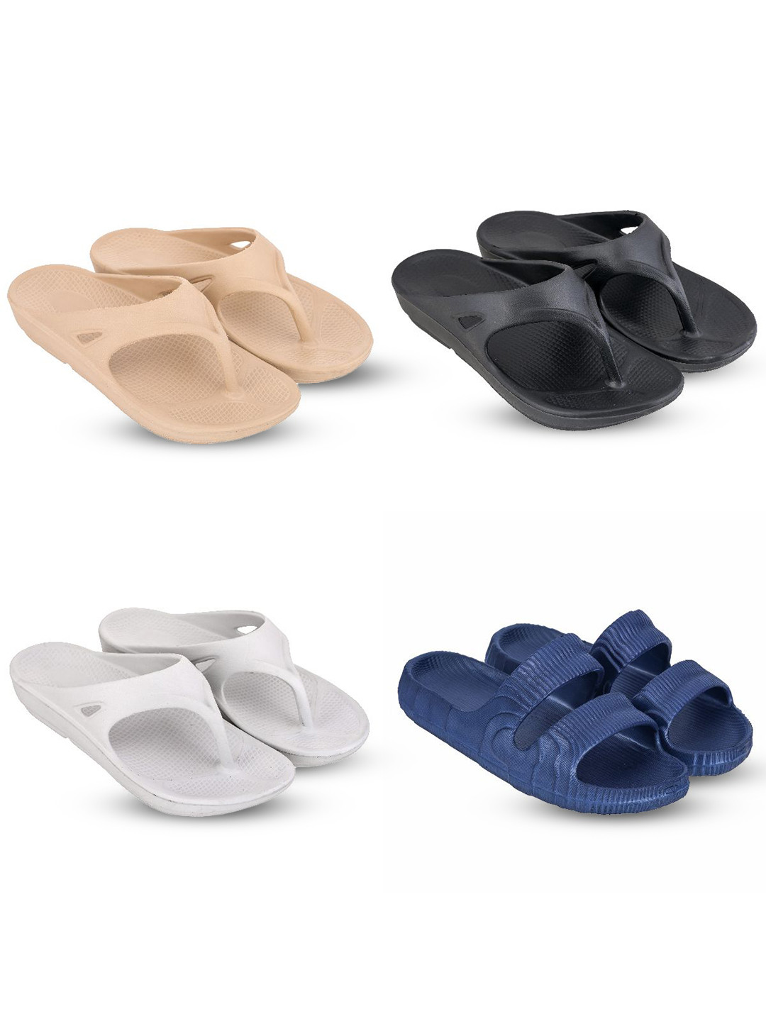 Feel alive Men Set Of 4 Ultra-Comfortable & Lightweight Thong Flip-Flops