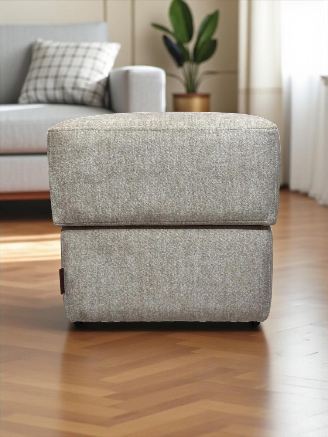 KURCHEE Beige Rectangular Upholstered Metro Ottomans With Storage
