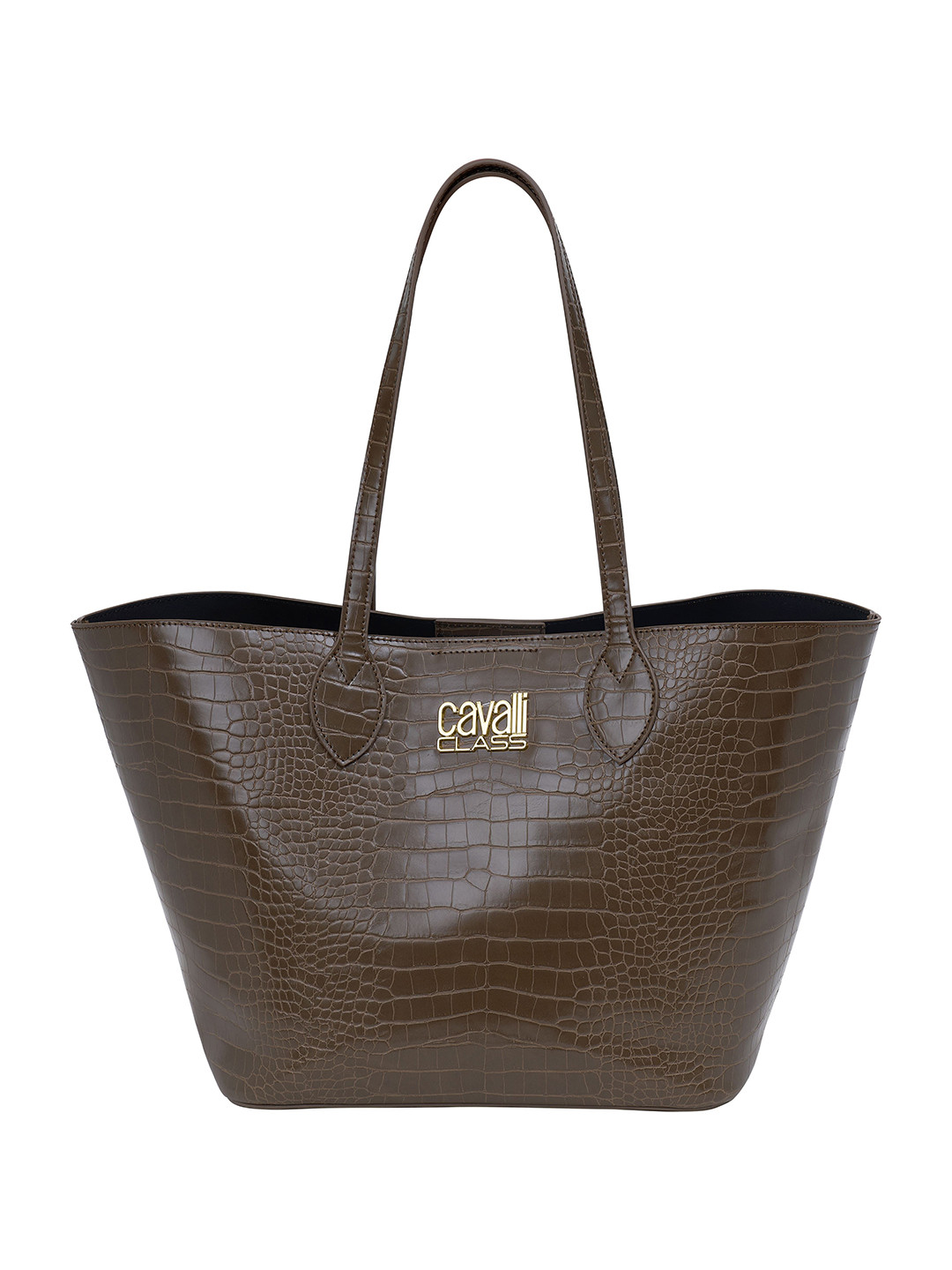 Cavalli Class Women Textured Shopper Tote Bag with Pouch