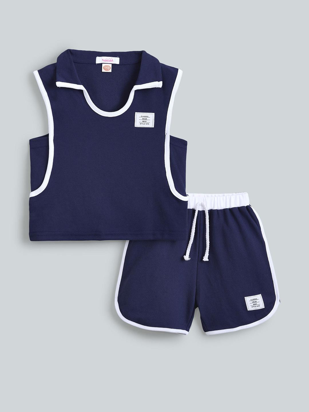 2-Pc Patchwork Blouse & Shorts