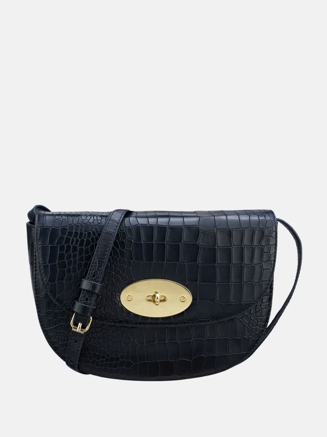 GIOIA Black Ela Medium Croc Bag