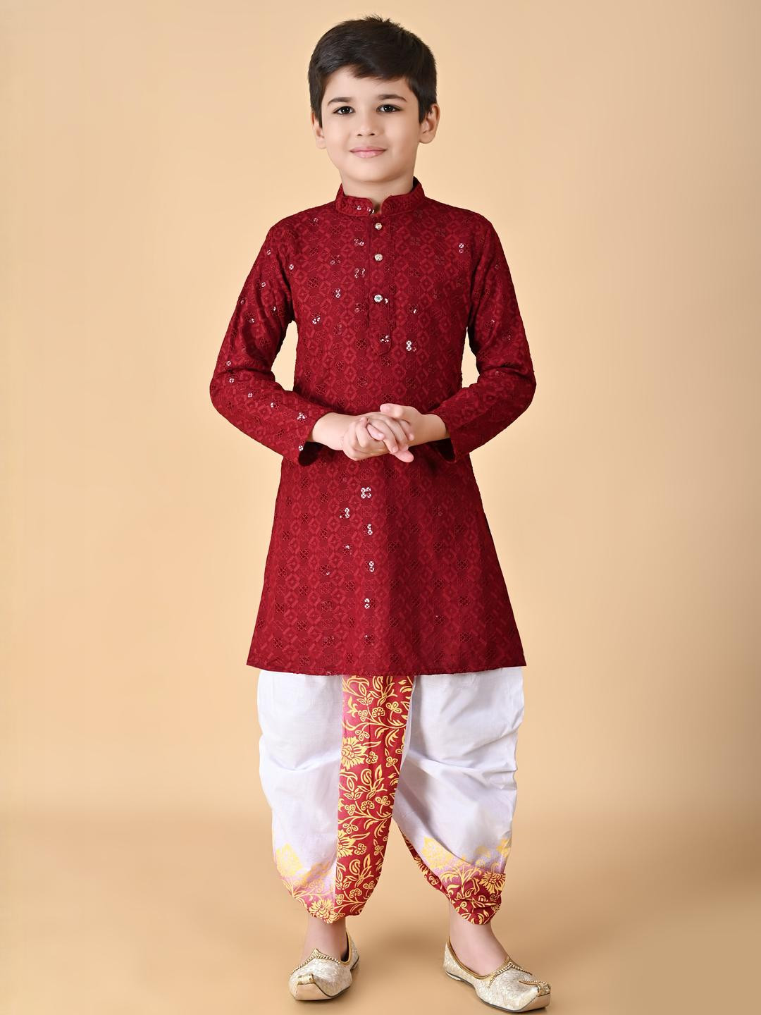 TAKE STYLE Boys Maroon Kurta Sets