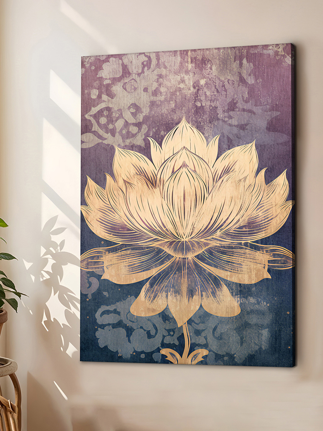 Art Street Gold-Toned & Purple Floral Canvas Wall Art