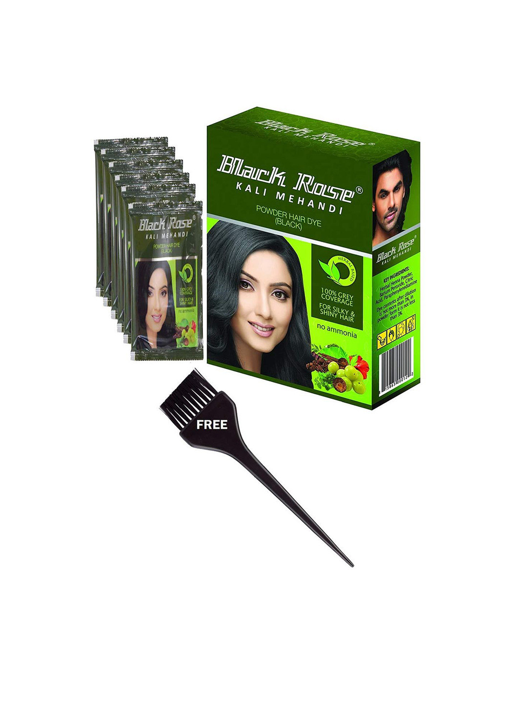 Black Rose Set Of 9 Kali Mehandi Hair Dye - 50 g Each - Black