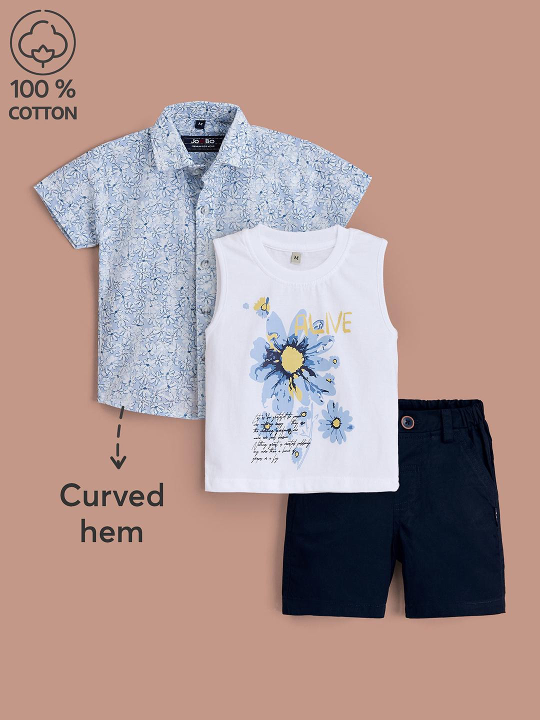 3-Pc Botanical Buddy Cotton Shorts Set