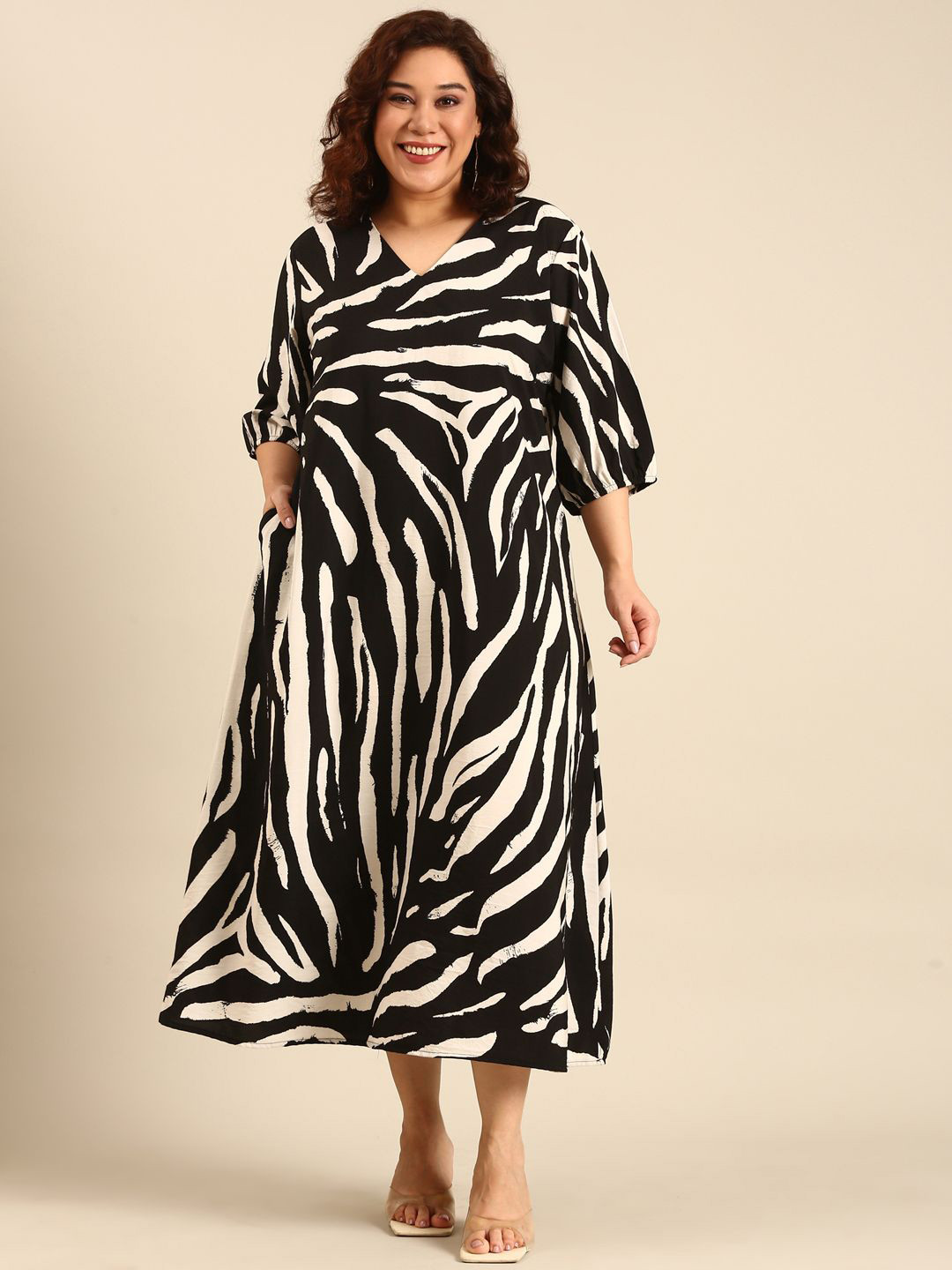 The Pink Moon Abstract Print Maxi Dress