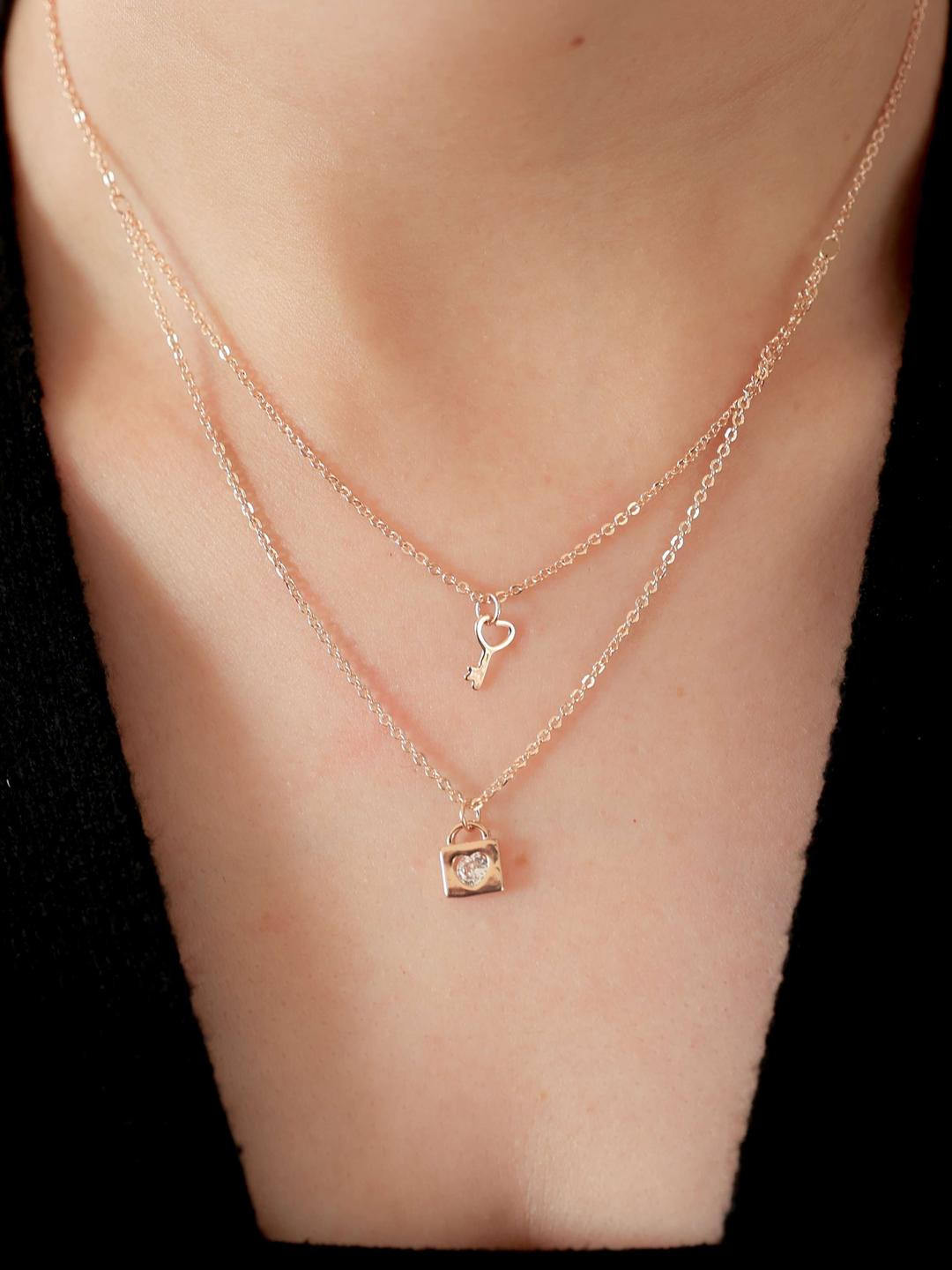 LOLO LePA Rose Gold-Plated Lock & Key Layered Chain