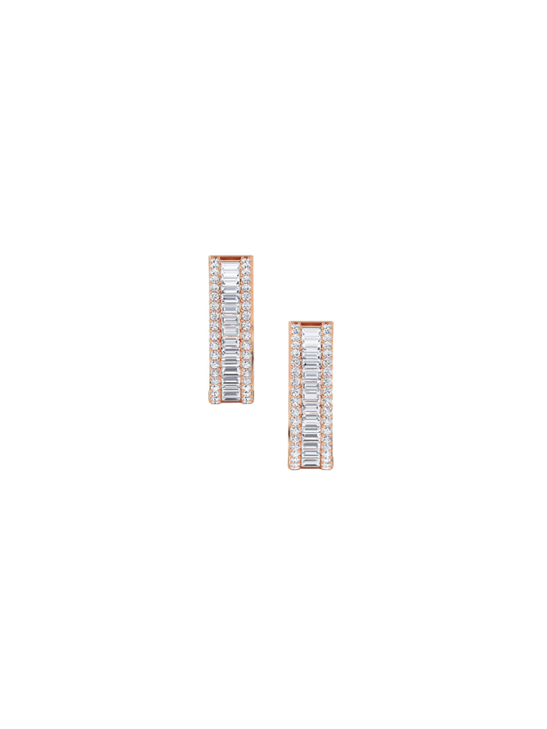 LUNA Women 14 KT Rose Gold 2.26 Ct Lab Grown Diamond Studded Hoops - 8.5 g