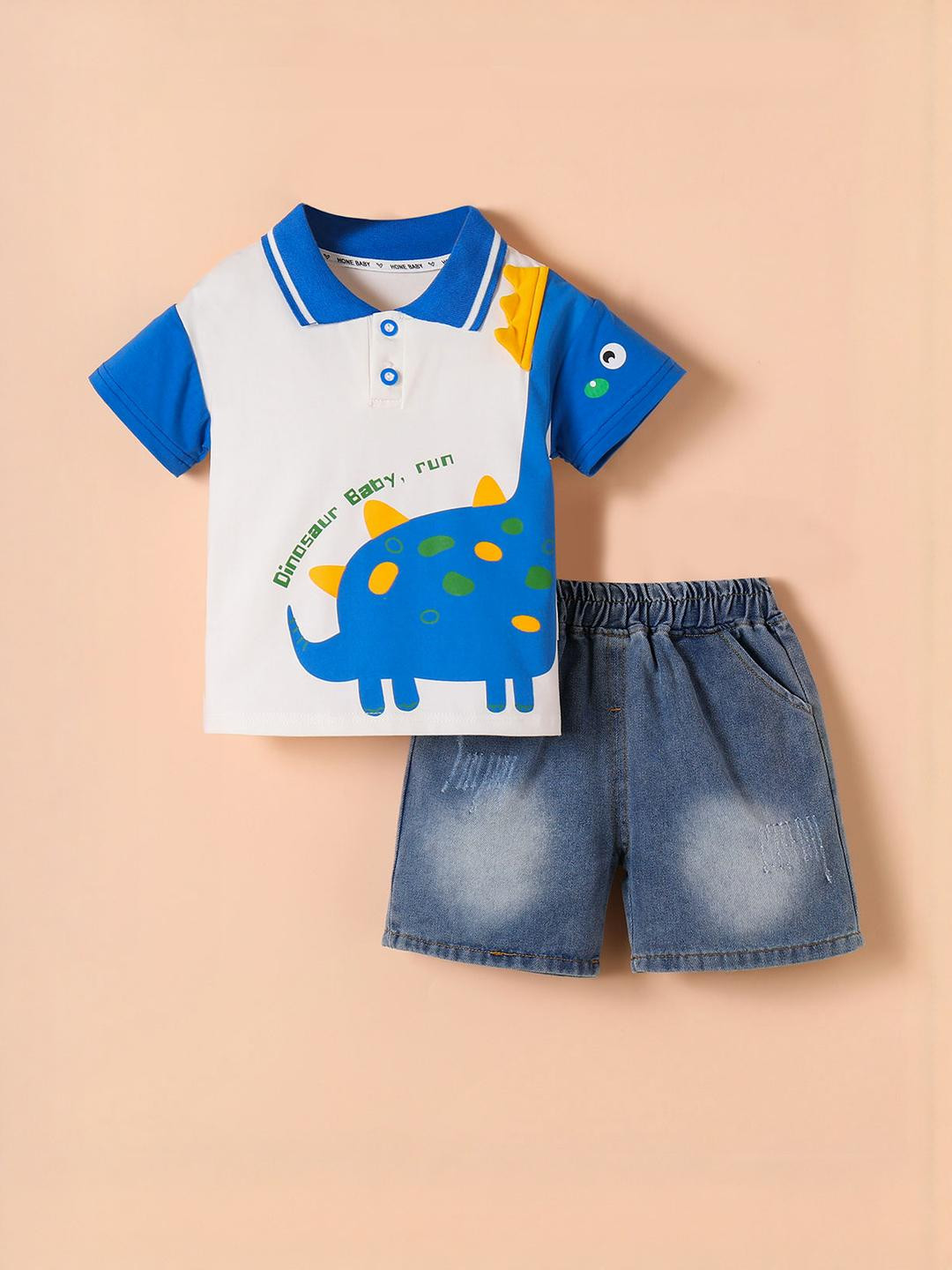 2-Pc Giraffe Applique Shorts Set