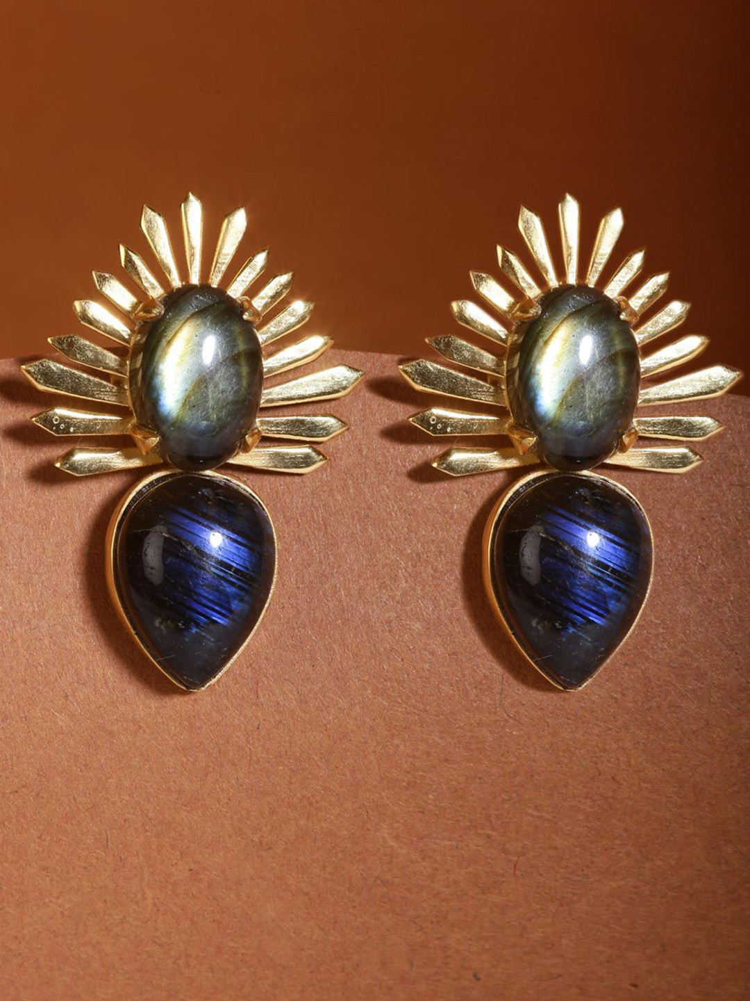 Fabindia Silver Artificial Stones Teardrop Shaped Studs Earrings