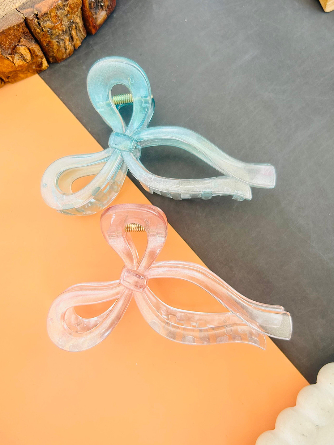 Radhya Accessories Gradient Bow Pack Of 2 Hair Claws