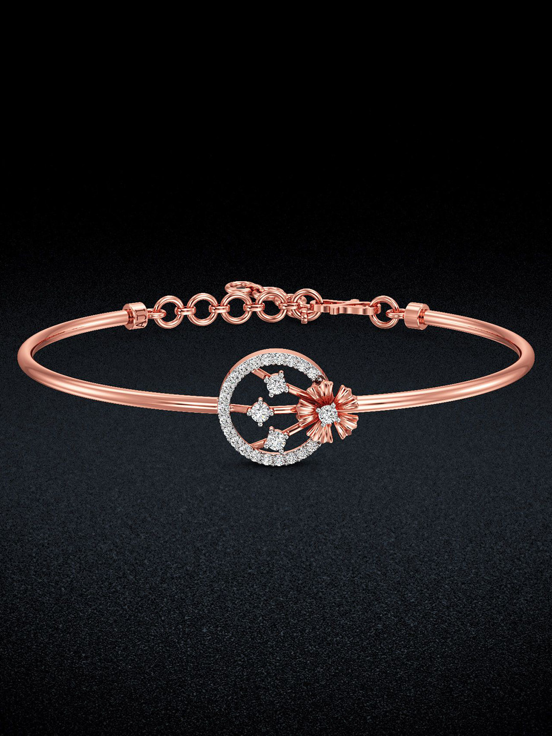 Joyalukkas 18Kt Cluster Rose Gold Diamond Studded Bracelets -8.17 g