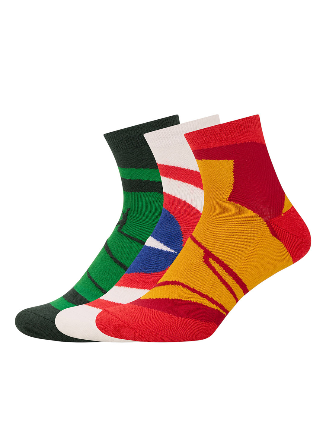 Balenzia x Marvel Men Pack Of 3 Captain America & Hulk Patterned Above Ankle-Length Socks