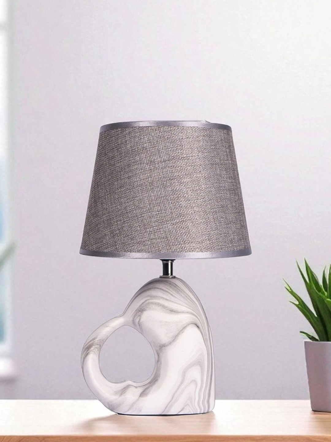 AARVI DECOR STUDIO Grey Ceramic Traditional Table Lamp