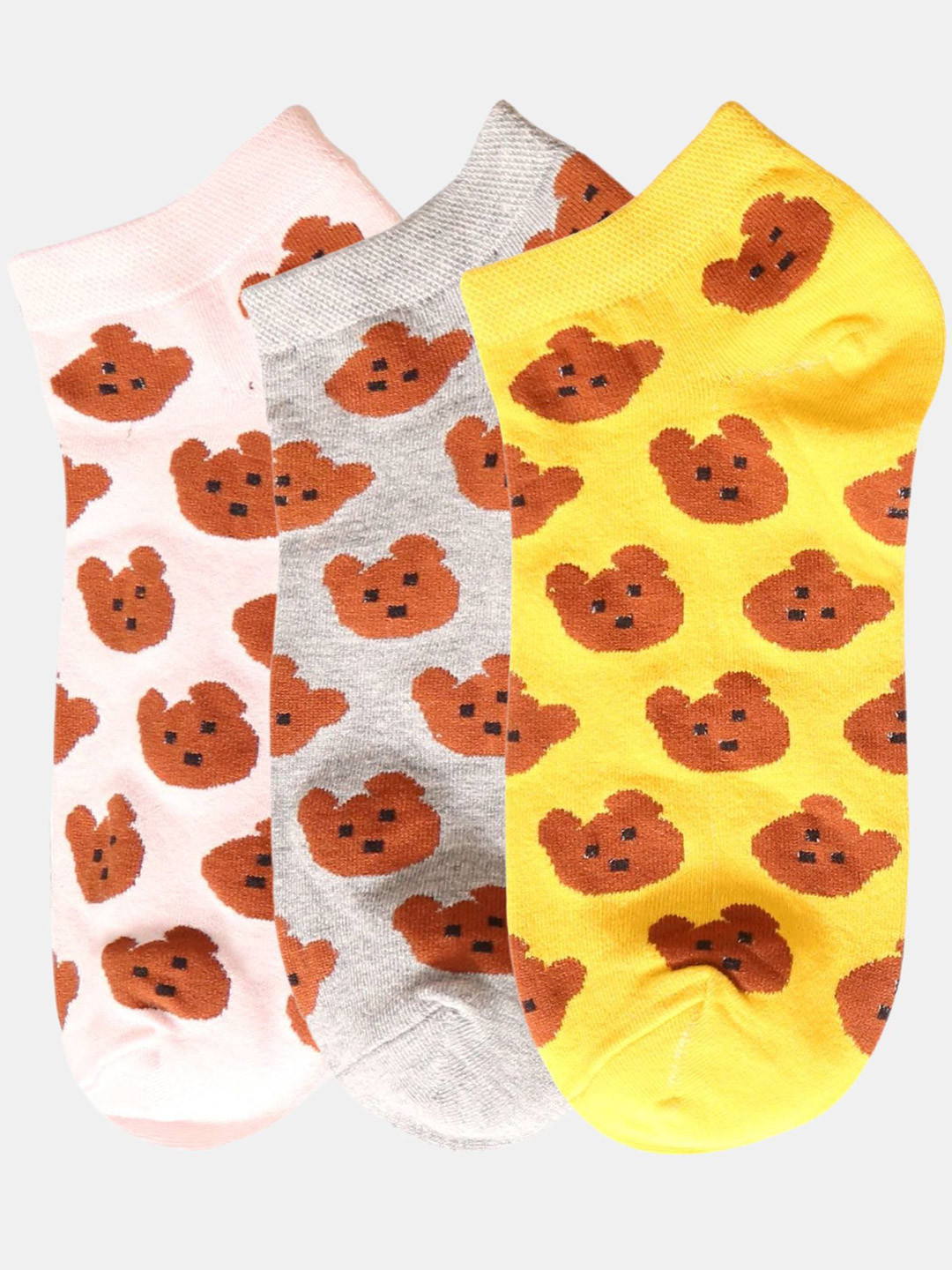 N2S NEXT2SKIN Women Pack Of 3  Animal Pattern Cotton Ankle Length Socks