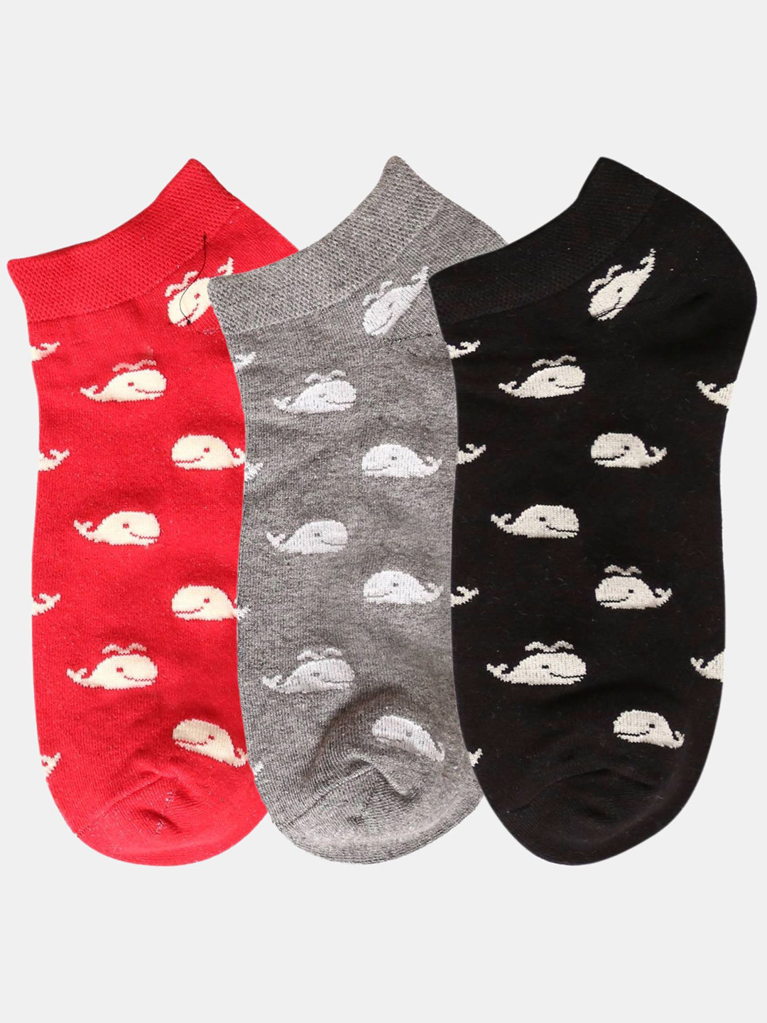 N2S NEXT2SKIN Women Pack Of 3 Marine Theme Cotton Ankle Length Socks