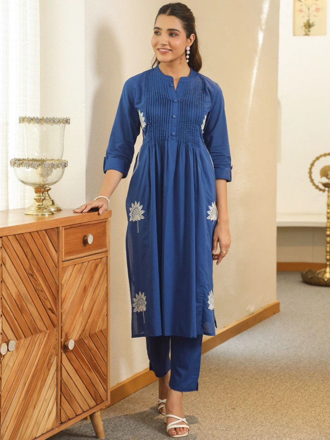 AUTUMN LANE Women Nabha Indi Embroidered Kurta Pant Set