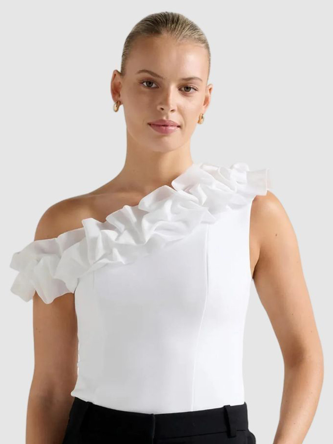 Forever New Ruffels Asymmetric Neck Top