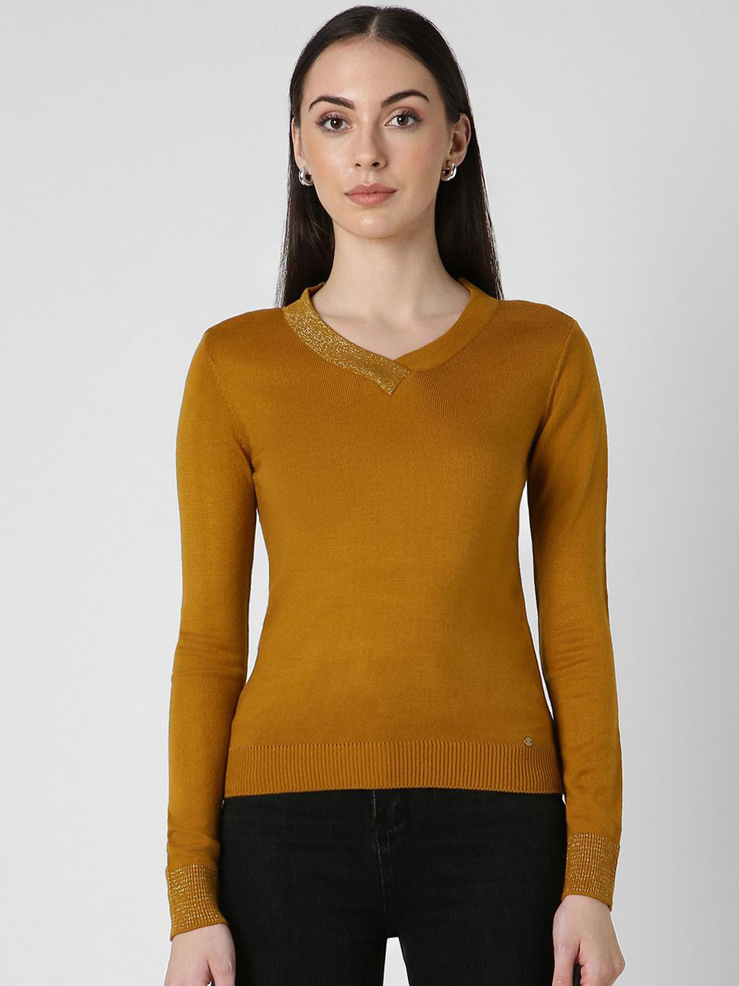 Van Heusen Woman Textured V Neck Sweater