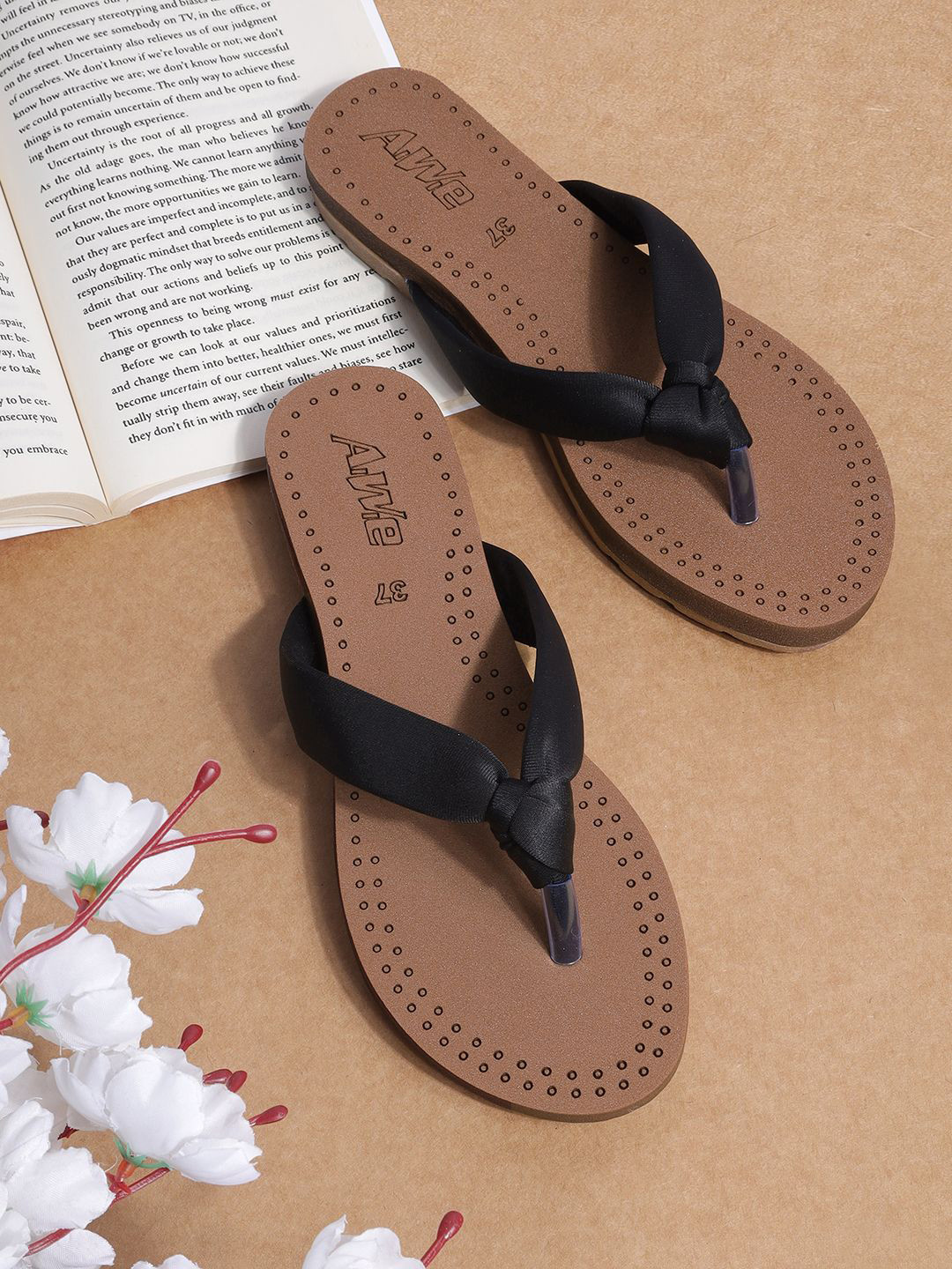 AIWIE Women Solid Open Toe Flats