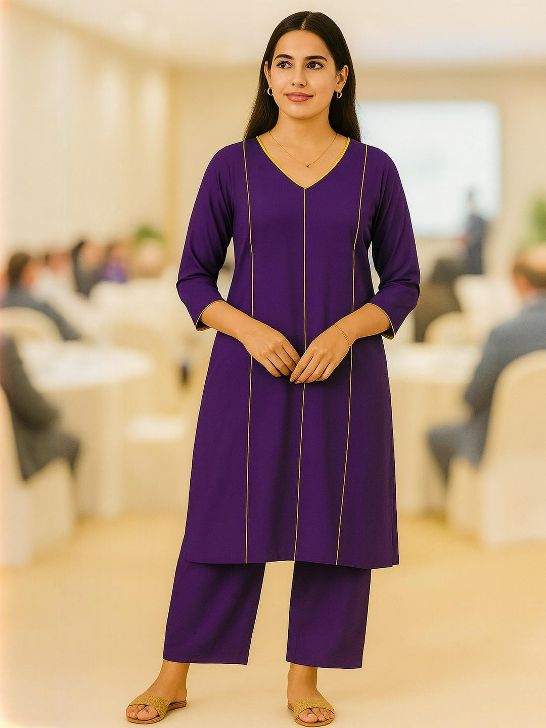 Sangria Women Purple Kurta Sets