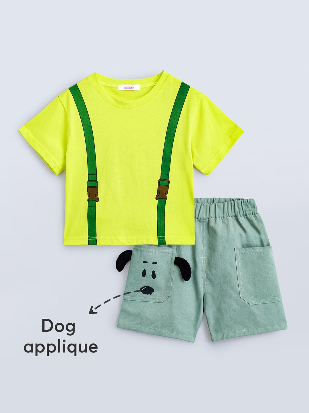 2-Pc Cotton Graphic T-shirt & Shorts