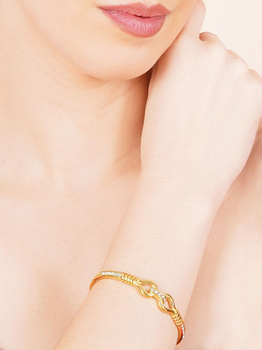 Ashnera Women Gold-Plated Stainless Steel Artificial Stones Causal Bracelet