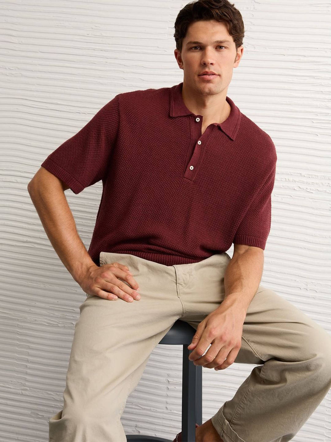 AMERICAN EAGLE OUTFITTERS Polo Collar Cotton Pullover