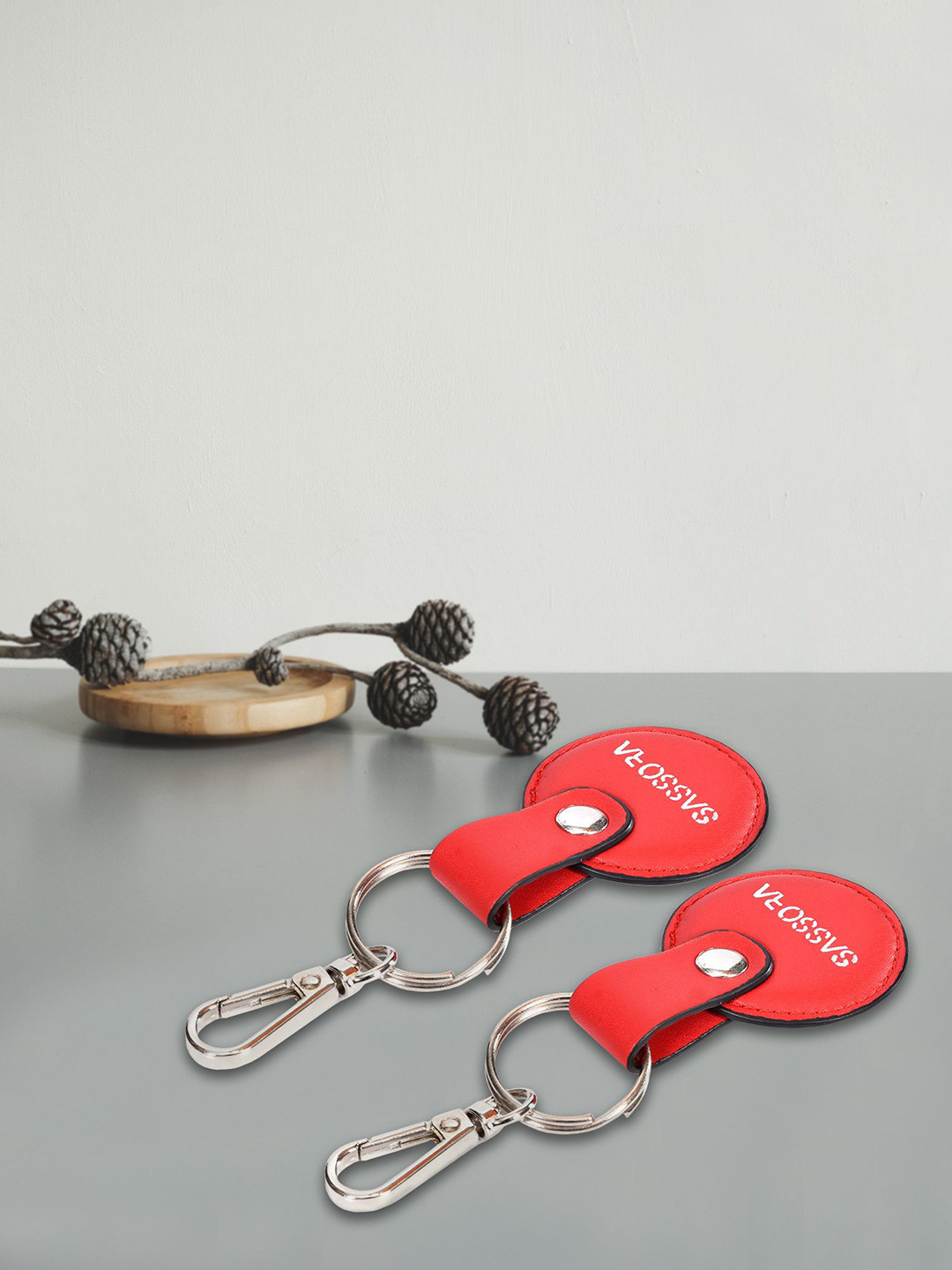 Sassora Set Of 2 Brand Logo Printed Leather Key Chains