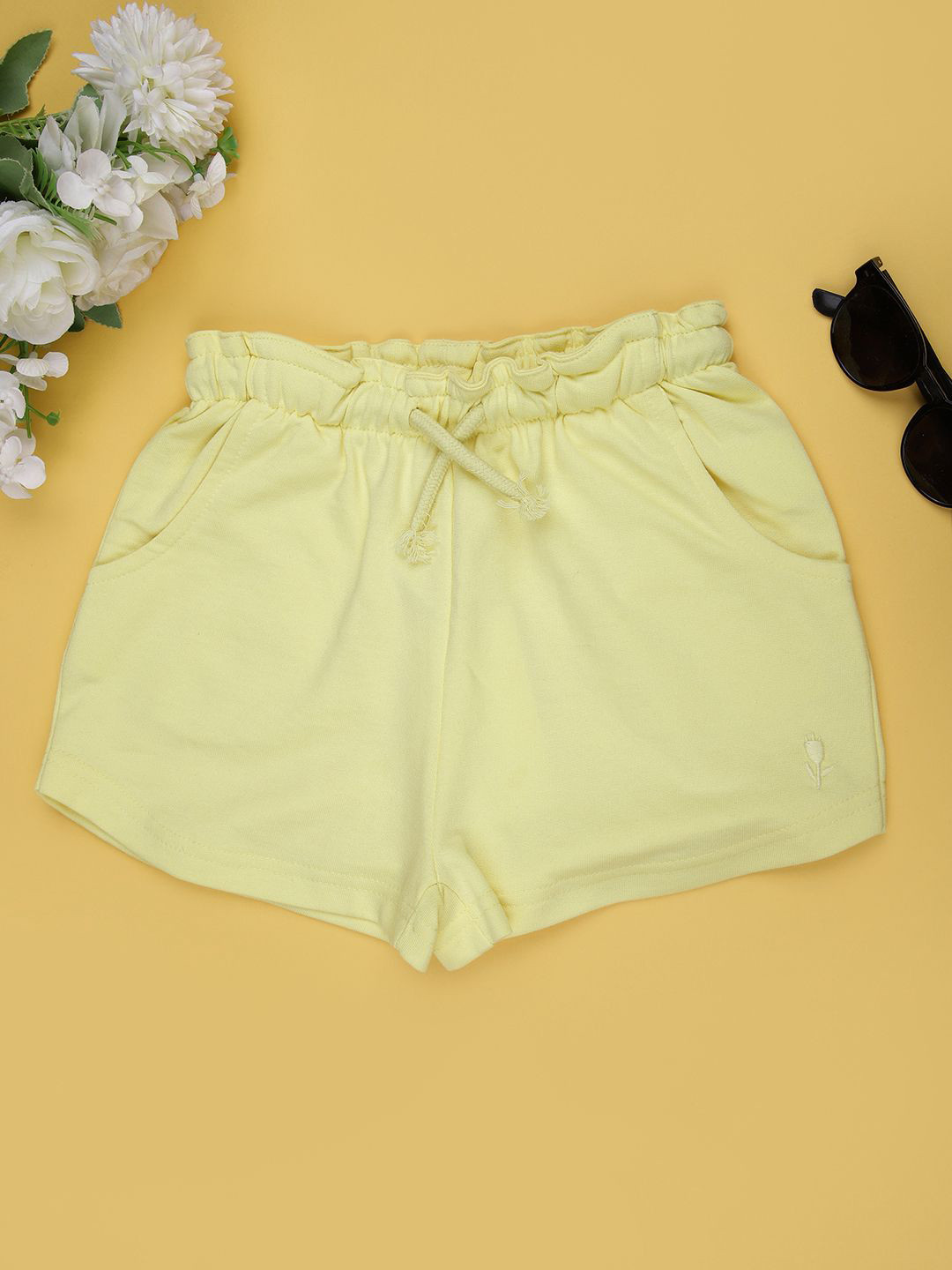 V-Mart Girls Regular Fit Mid-Rise Loop Knit Shorts