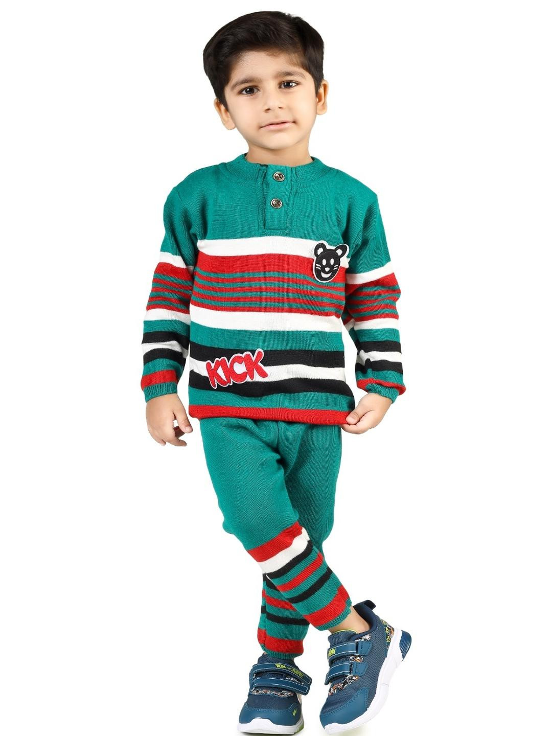 BADOS Kids Striped Woollen with Applique Detail Pullover Sweater