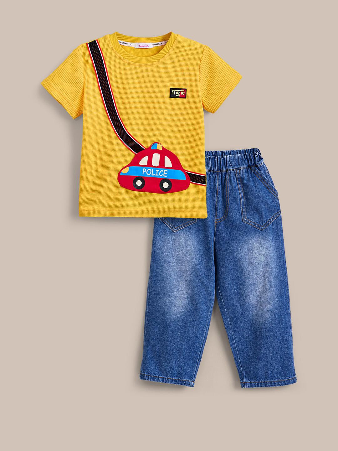 2-Pc Police Aviation Jeans Set